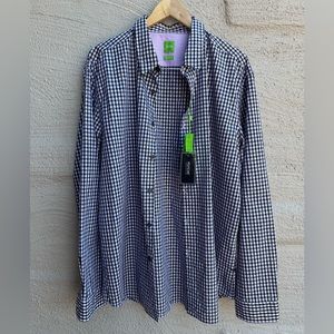 Hugo Boss C Bustai Long Sleeved Gingham Shirt. Navy/White. NWT. Size- 3XL